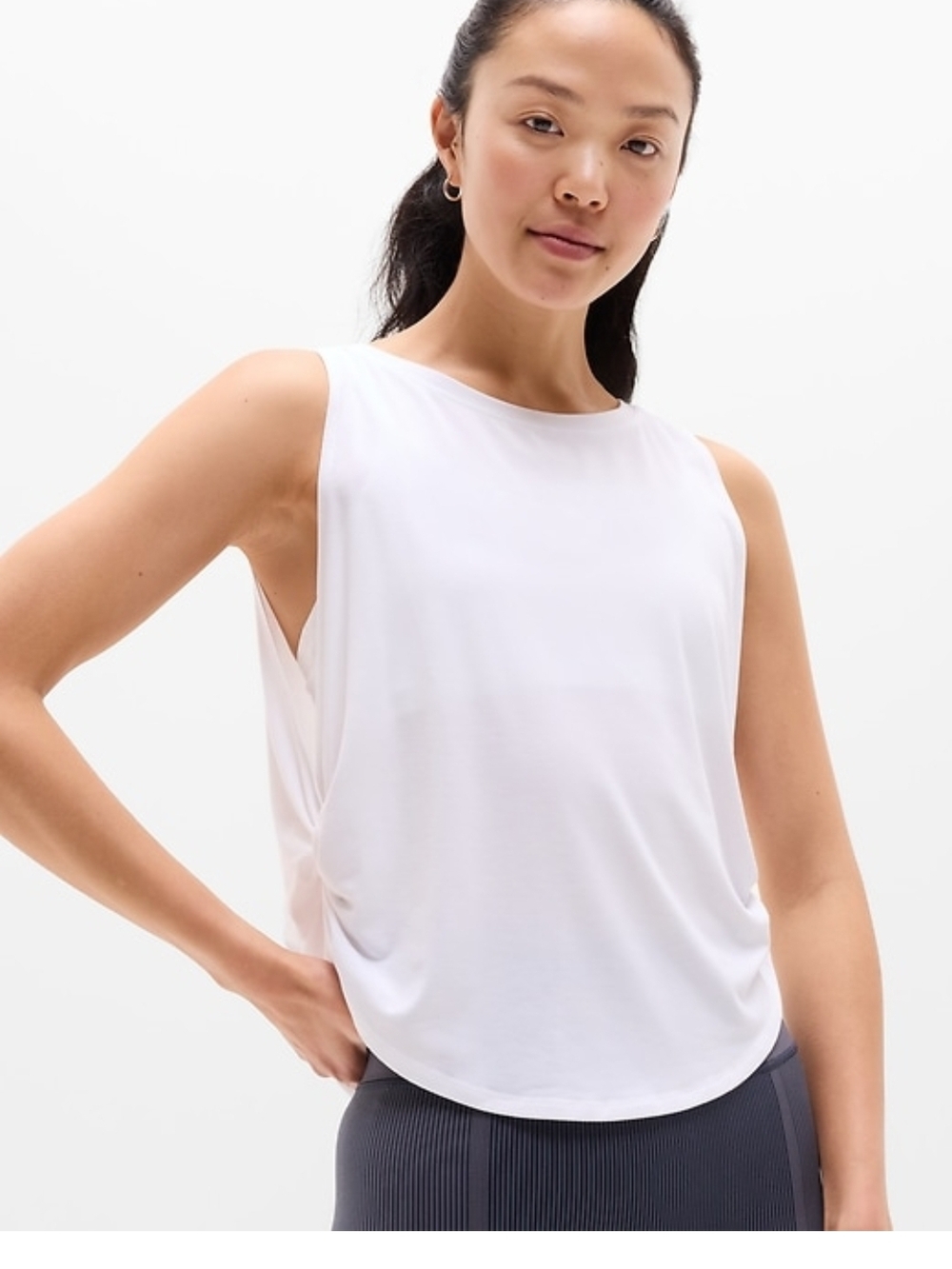 Athleta White Sleeveless Workout Twist Tank. NWT. XL
